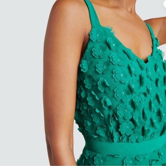 Anthropologie Eva Franco Hanya Textured Green Dress Size 0 Textured embellishmen - Picture 3 of 6